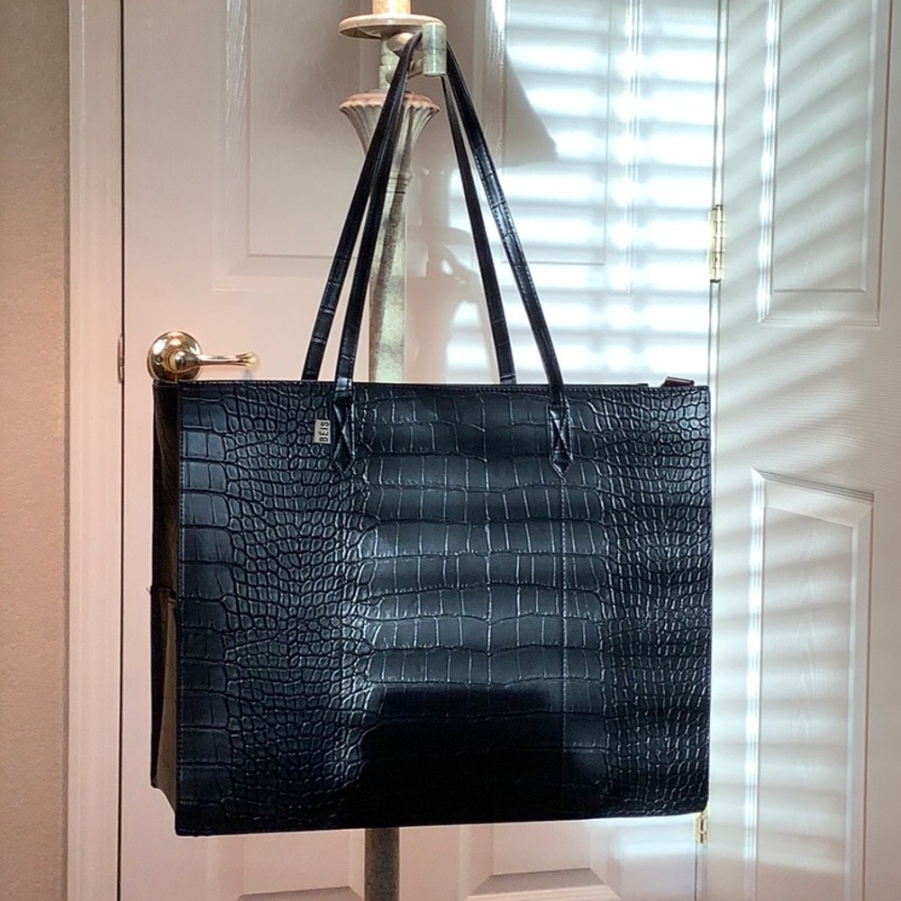 Beis large work tote. Black croc.